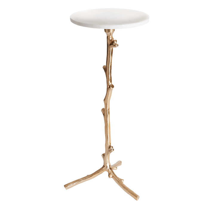 Gold Vine Accent Table With White Marble Top - The Well Appointed House