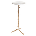 Gold Vine Accent Table With White Marble Top - The Well Appointed House
