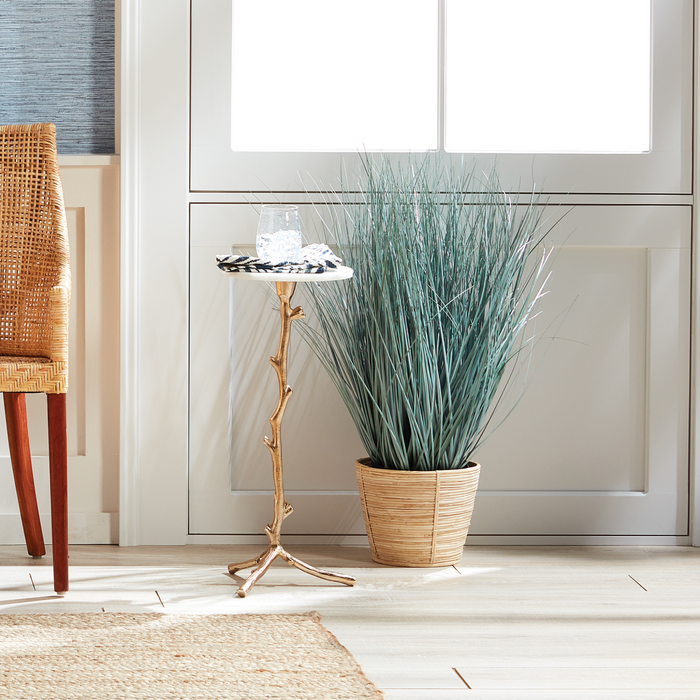 Gold Vine Accent Table With White Marble Top - The Well Appointed House