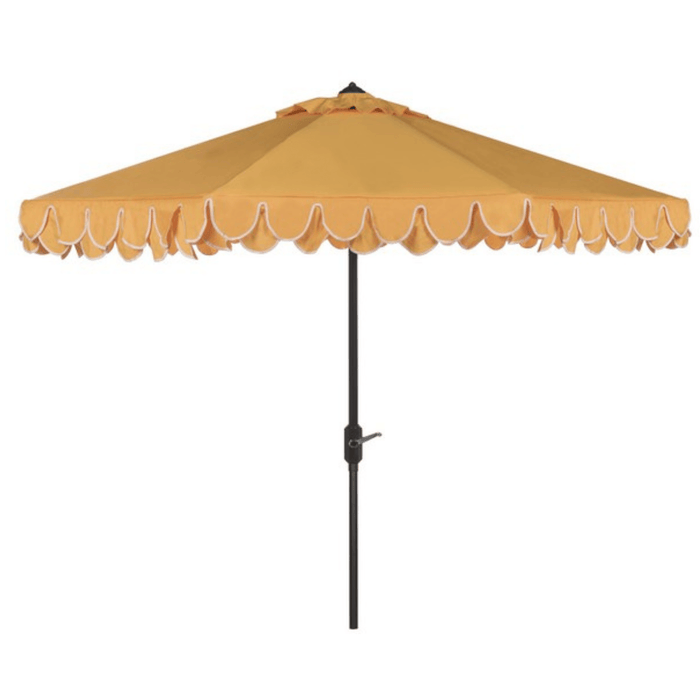 Golden Yellow Elegant Valance 11ft Round Umbrella - Outdoor Umbrellas - The Well Appointed House