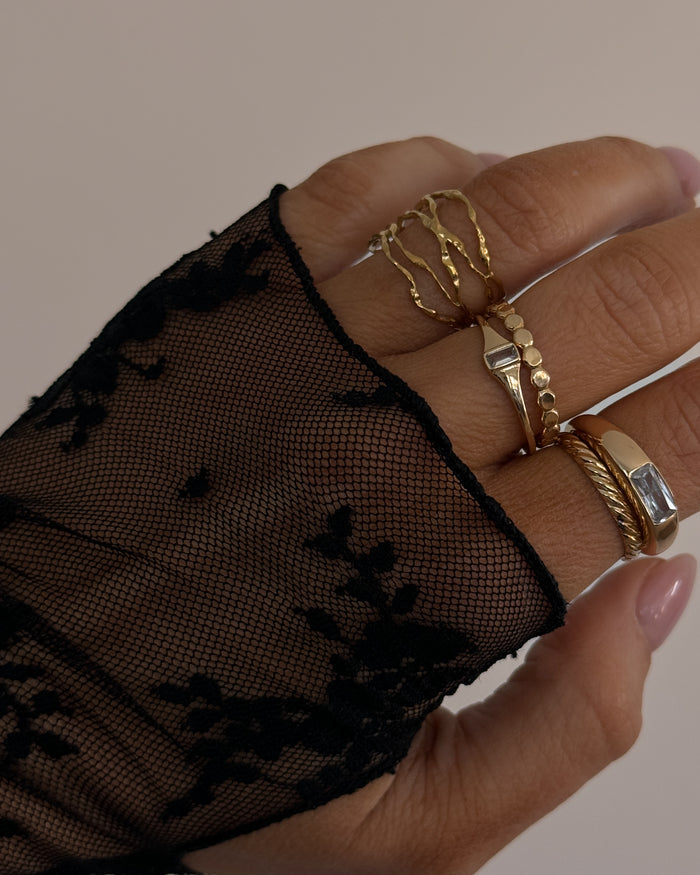 Goldie twisted rope ring in gold, made for stacking with other bands