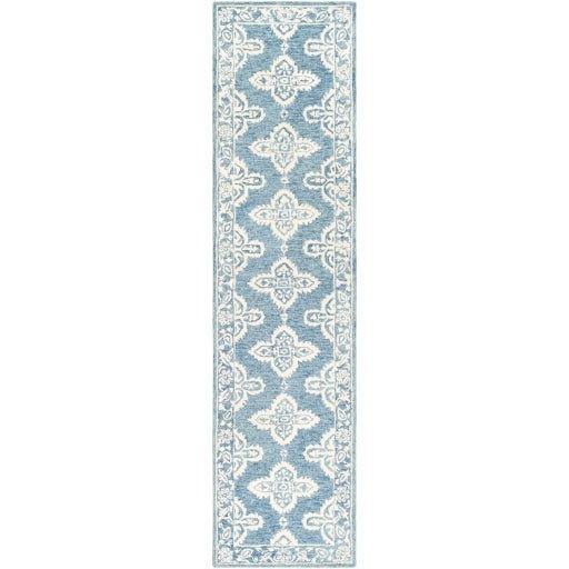 Granada Pale Blue Hand Tufted Floral Design Wool Rug, Available in a Variety of Sizes - Rugs - The Well Appointed House