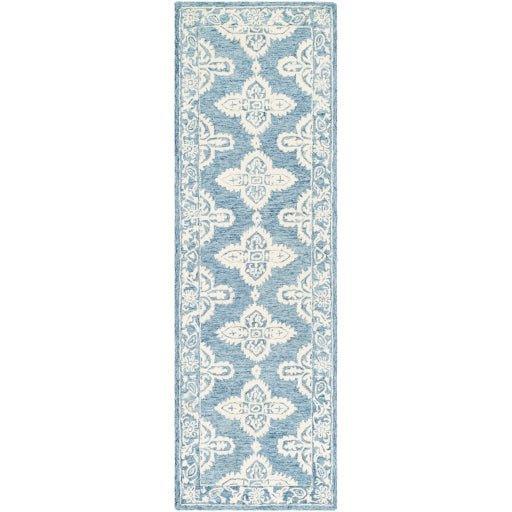 Granada Pale Blue Hand Tufted Floral Design Wool Rug, Available in a Variety of Sizes - Rugs - The Well Appointed House