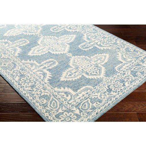 Granada Pale Blue Hand Tufted Floral Design Wool Rug, Available in a Variety of Sizes - Rugs - The Well Appointed House