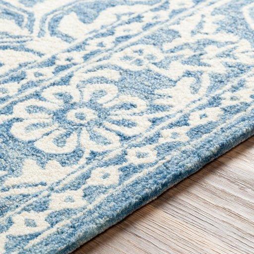 Granada Pale Blue Hand Tufted Floral Design Wool Rug, Available in a Variety of Sizes - Rugs - The Well Appointed House