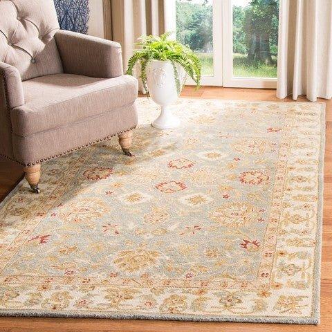 Gray Blue & Beige Hand Tufted Floral Area Rug - Rugs - The Well Appointed House