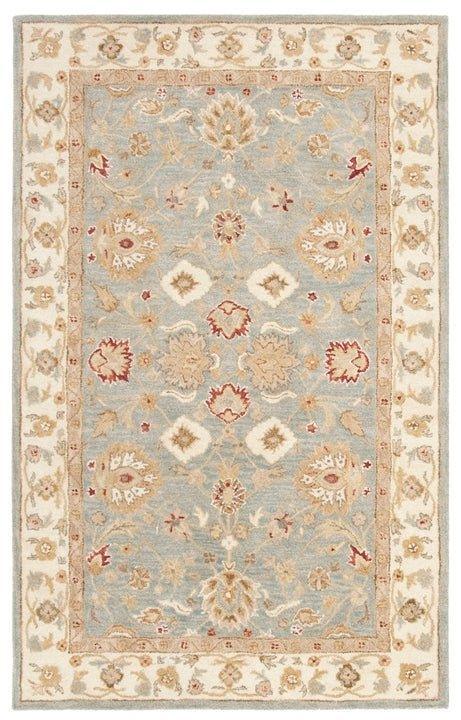 Gray Blue & Beige Hand Tufted Floral Area Rug - Rugs - The Well Appointed House