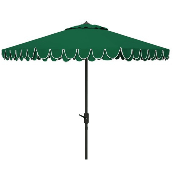 Green and White Petal Scallop Outdoor Patio Umbrella - Outdoor Umbrellas - The Well Appointed House