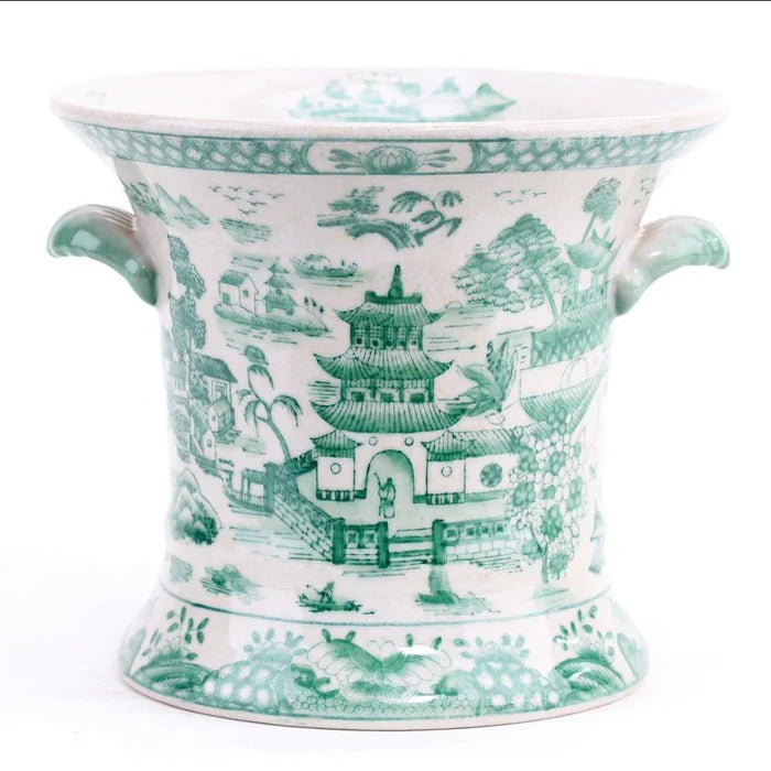 Green and White Porcelain Planter - Indoor Planters - The Well Appointed House