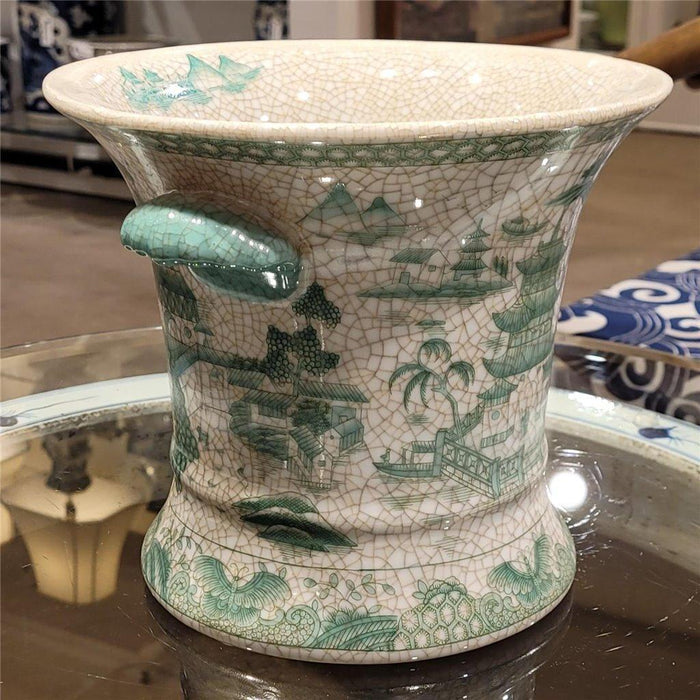Green and White Porcelain Planter - Indoor Planters - The Well Appointed House