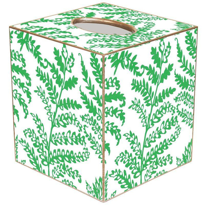 Green Lacy Fern Decoupage Tissue Box Cover - Wastebasket Sets -  The Well Appointed House