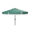 Green Outdoor Crank Umbrella With White Fringe - Outdoor Umbrellas - The Well Appointed House