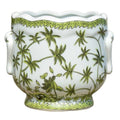 Green Palm Tree on White Porcelain Cachepot - Indoor Cachepots - The Well Appointed House