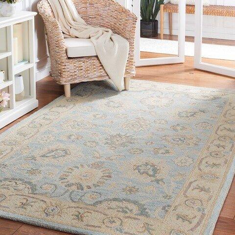 Grey & Beige Hand Tufted Traditional Wool Area Rug - Rugs - The Well Appointed House