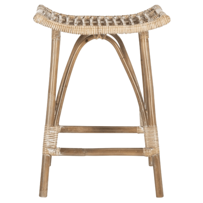 Grey White Wash Contemporary Rattan Counter Stool - Bar & Counter Stools - The Well Appointed House