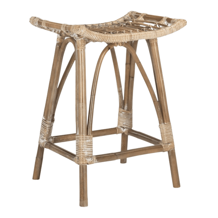 Grey White Wash Contemporary Rattan Counter Stool - Bar & Counter Stools - The Well Appointed House