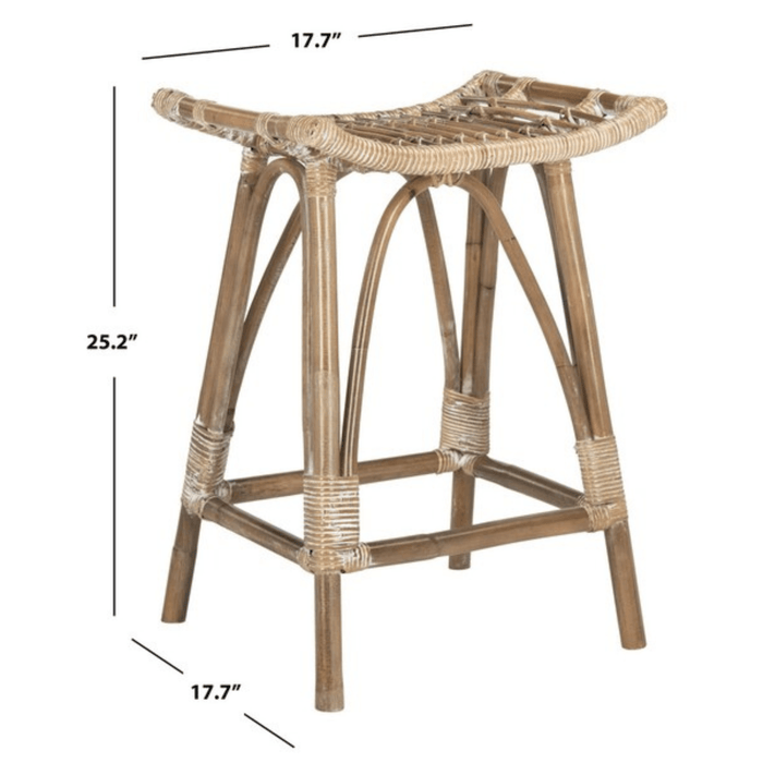 Grey White Wash Contemporary Rattan Counter Stool - Bar & Counter Stools - The Well Appointed House