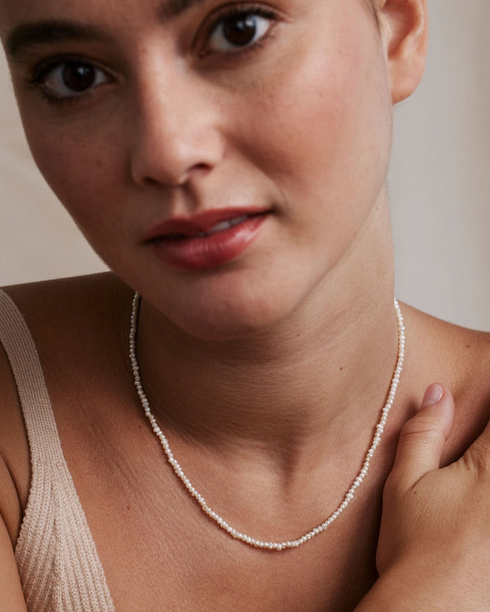 Bryan Anthonys Grit Seed Pearl Necklace On Model