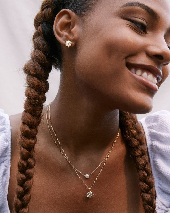 Bryan Anthonys Strength Gold Necklace with Crystal On Model