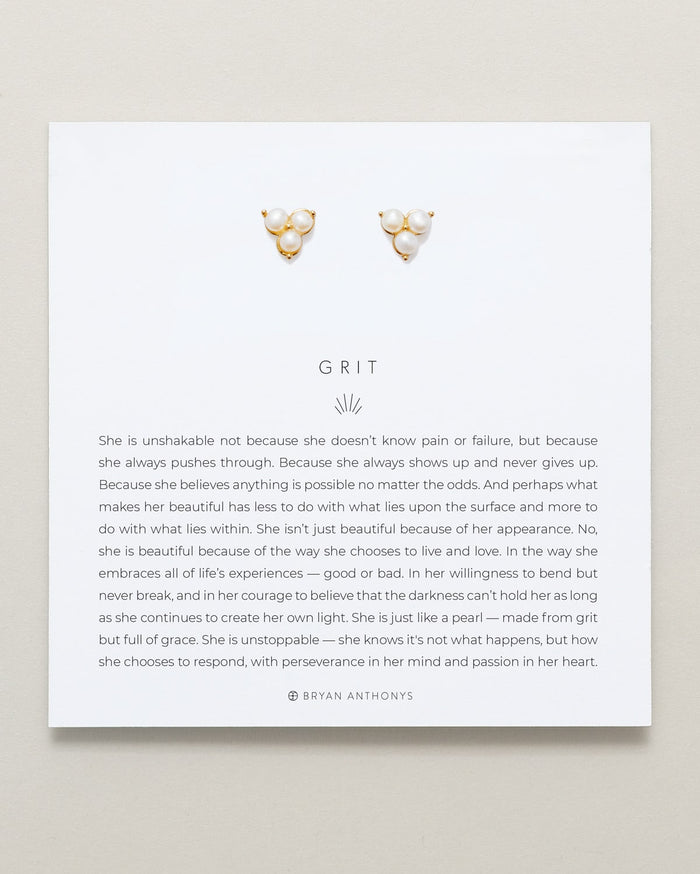 Grit Stud Earrings on card in finish 14k gold