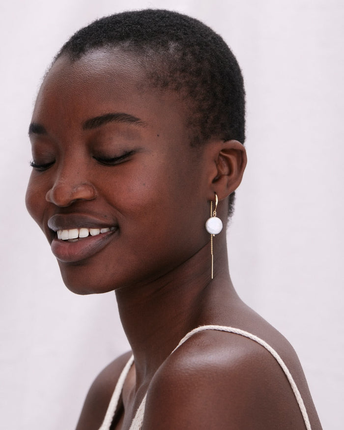 Bryan Anthonys Grit Gold Threader Earrings On Model