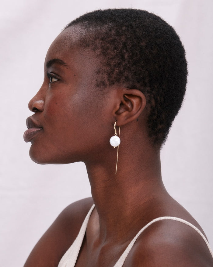 Bryan Anthonys Grit Gold Threader Earrings On Model