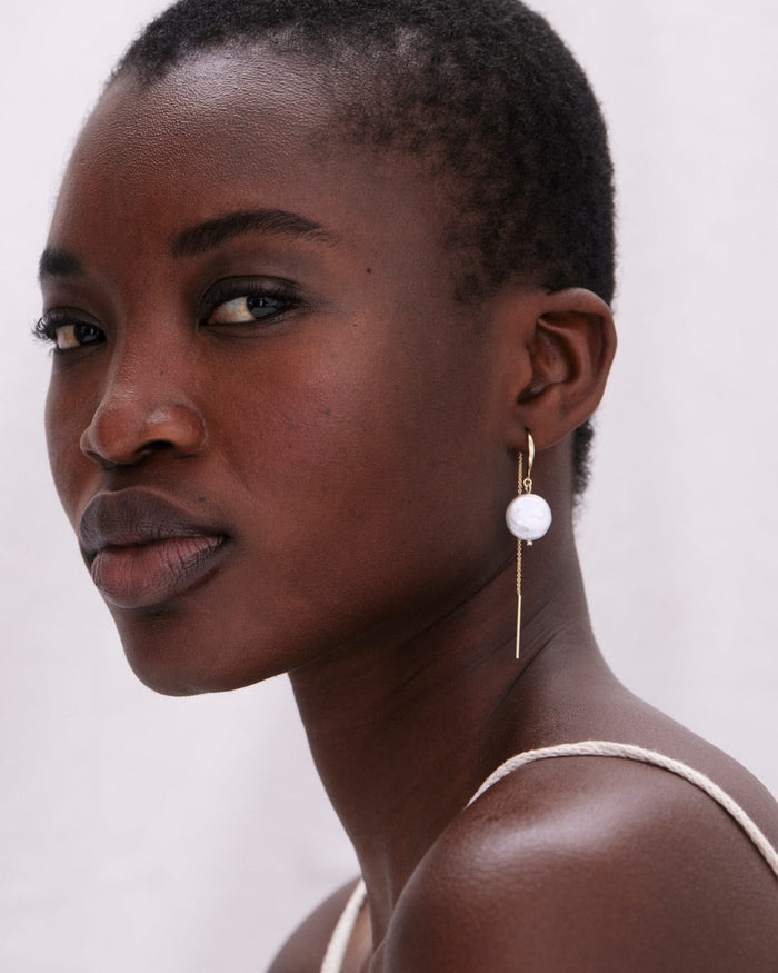 Bryan Anthonys Grit Gold Threader Earrings On Model