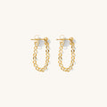 Close up of dangle earrings on a white background