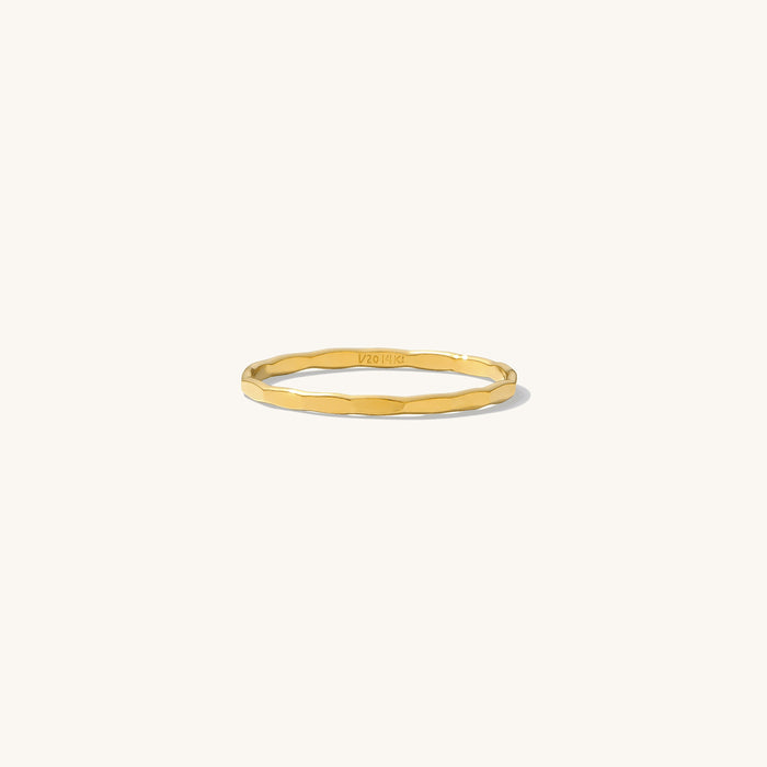 The Hammered ring in 14k gold fill with a one millimeter band