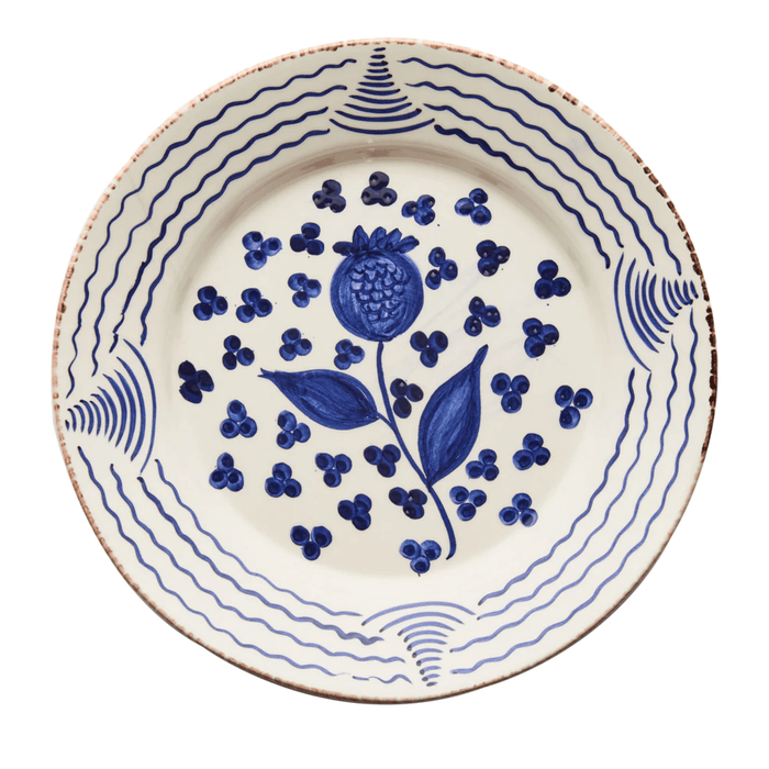 Hand Painted Blue & White Pomegranate Dinner Plate - Dinnerware - The Well Appointed House