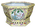Hand Painted Old Porcelain Hexagonal Cachepot - Decorative Objects - The Well Appointed House