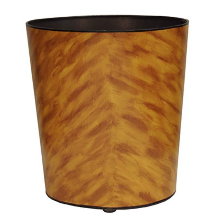 Hand Painted Oval Tortoise Shell Wastebasket - The Well Appointed House