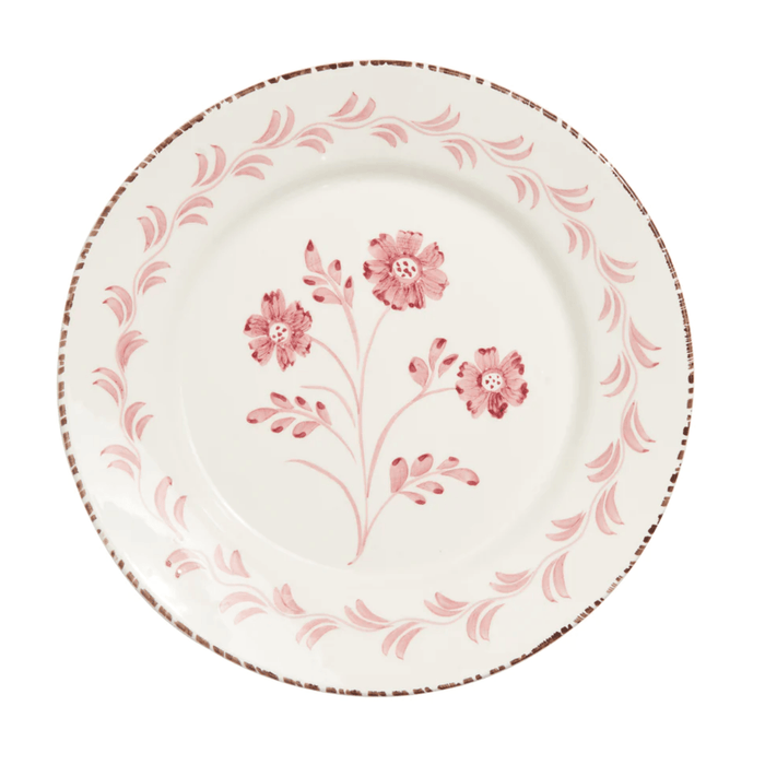 Hand Painted Pink & White Flowers and Vines Dinner Plate - Dinnerware - The Well Appointed House