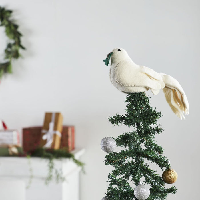 Handmade Hand Felted Wool Christmas Tree Topper - Dove - The Well Appointed House