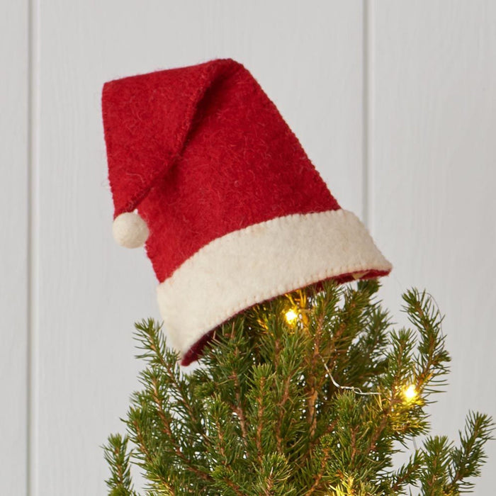 Handmade Hand Felted Wool Christmas Tree Topper - Santa Hat - The Well Appointed House
