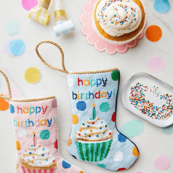 Happy Birthday in Pink Stocking - Christmas Stockings - The Well Appointed House