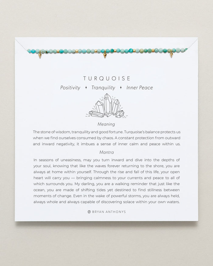 Bryan Anthonys Turquoise Healing Stone Gold Beaded Bracelet On Card