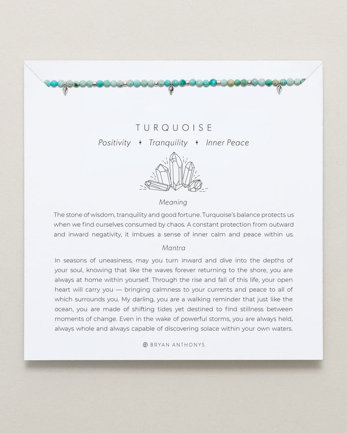 Bryan Anthonys Turquoise Healing Stone Silver Beaded Bracelet On Card