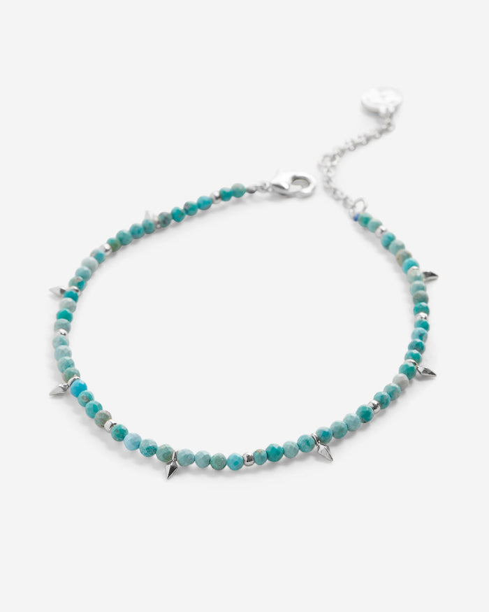 Bryan Anthonys Turquoise Healing Stone Silver Beaded Bracelet Macro
