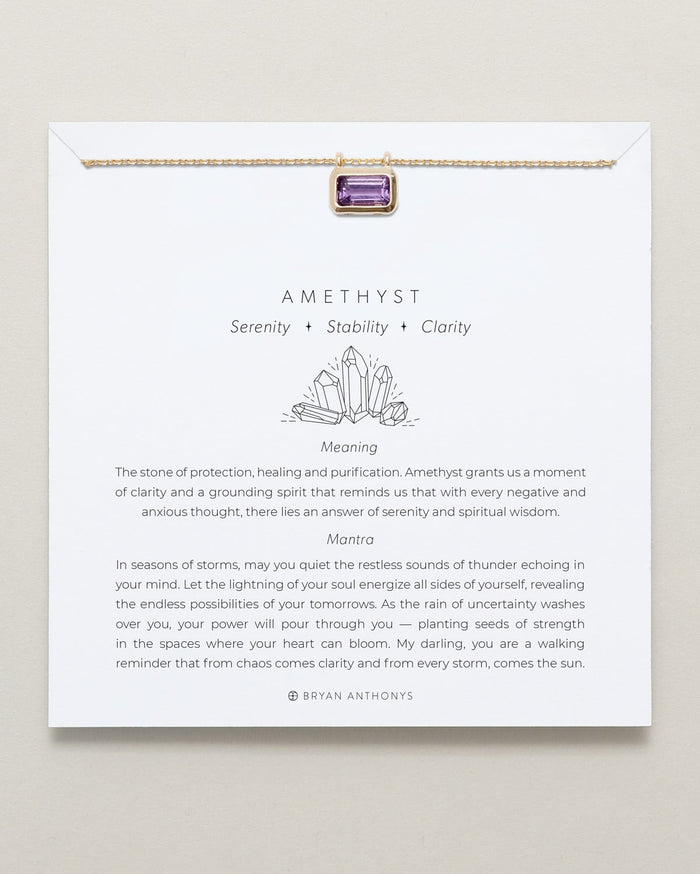 Bryan Anthonys Amethyst Healing Stone Gold Pendant Necklace On Card