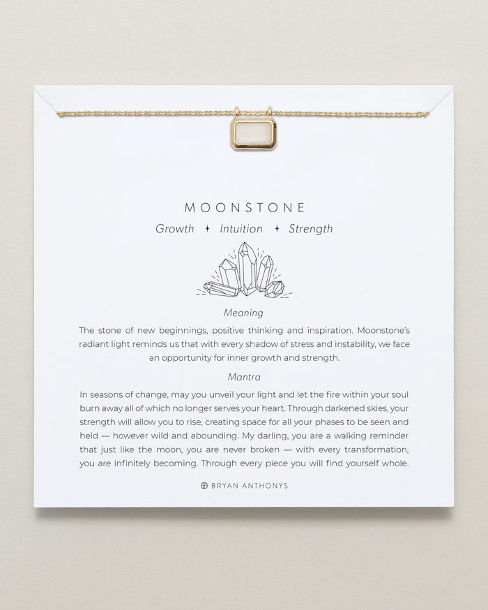 Bryan Anthonys Moonstone Healing Stone Gold Pendant Necklace On Card