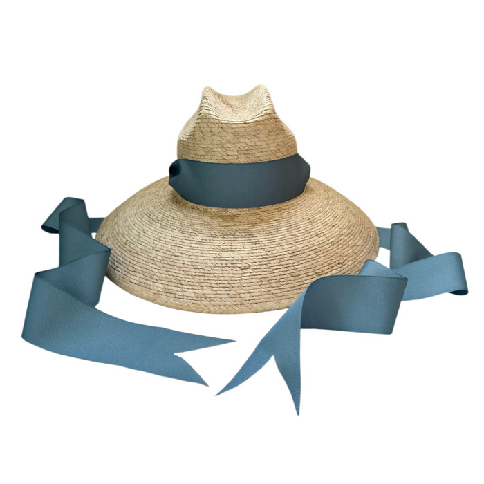 Hollyhock Sun Hat - French Blue Long Grosgrain Ribbon - The Well Appointed House