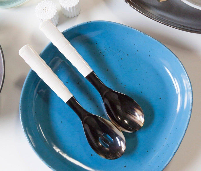 Horn Serving Spoon Set in Mixed Black and Natural - Serveware - The Well Appointed House