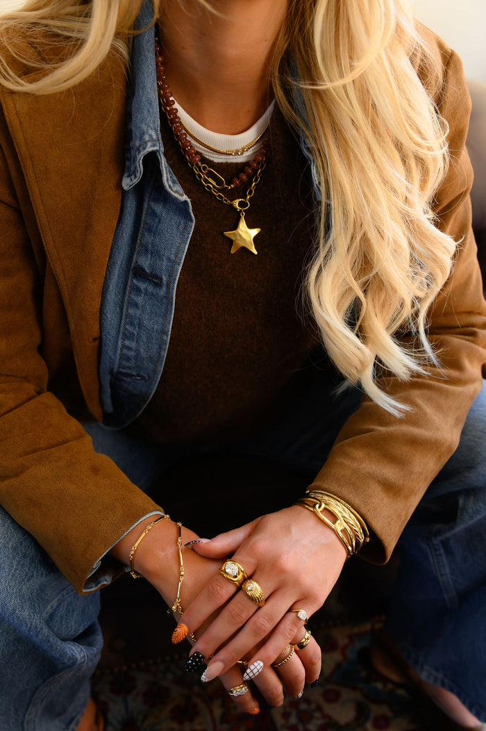 Gold-toned demi-fine jewelry from Beads by Tara, designed for everyday stacking