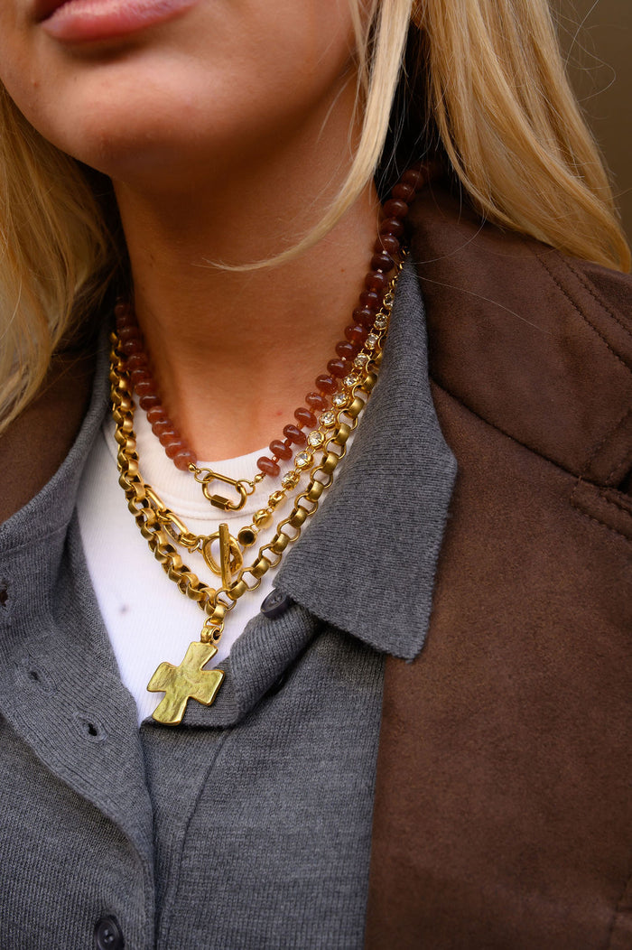 The Hot Chocolate gemstone necklace, warm brown quartz beads on an 18 inch strand