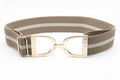Huston x Ellany - Taupe & Cream - 1.5" Gold Stirrup Elastic Belt