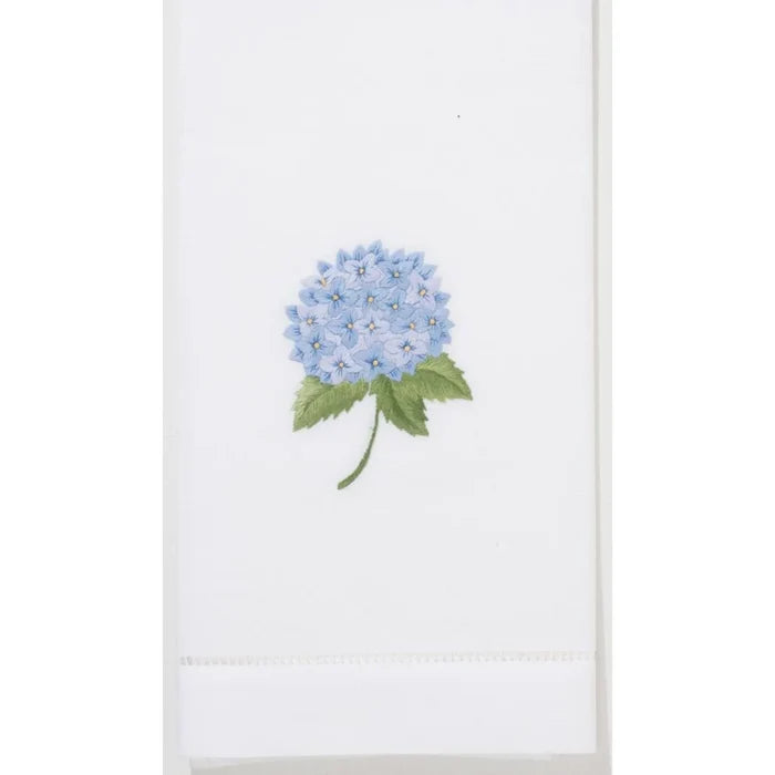 Set of 2 Hydrangea Blue Embroidered Hand Towels - Hand Towels - The Well Appointed House