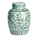 Imperial Blossom Green & White Imperial Lidded Jar - The Well Appointed House