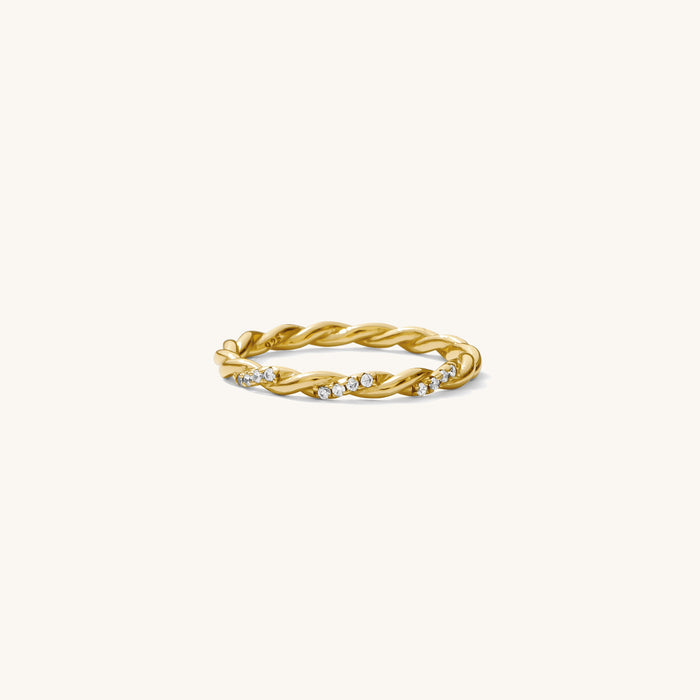 Infinity Twist ring in 14k gold vermeil with a subtle line of CZ crystals