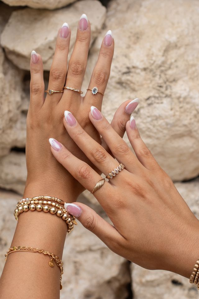 Gold vermeil Infinity Twist ring, an understated way to add sparkle to a stack